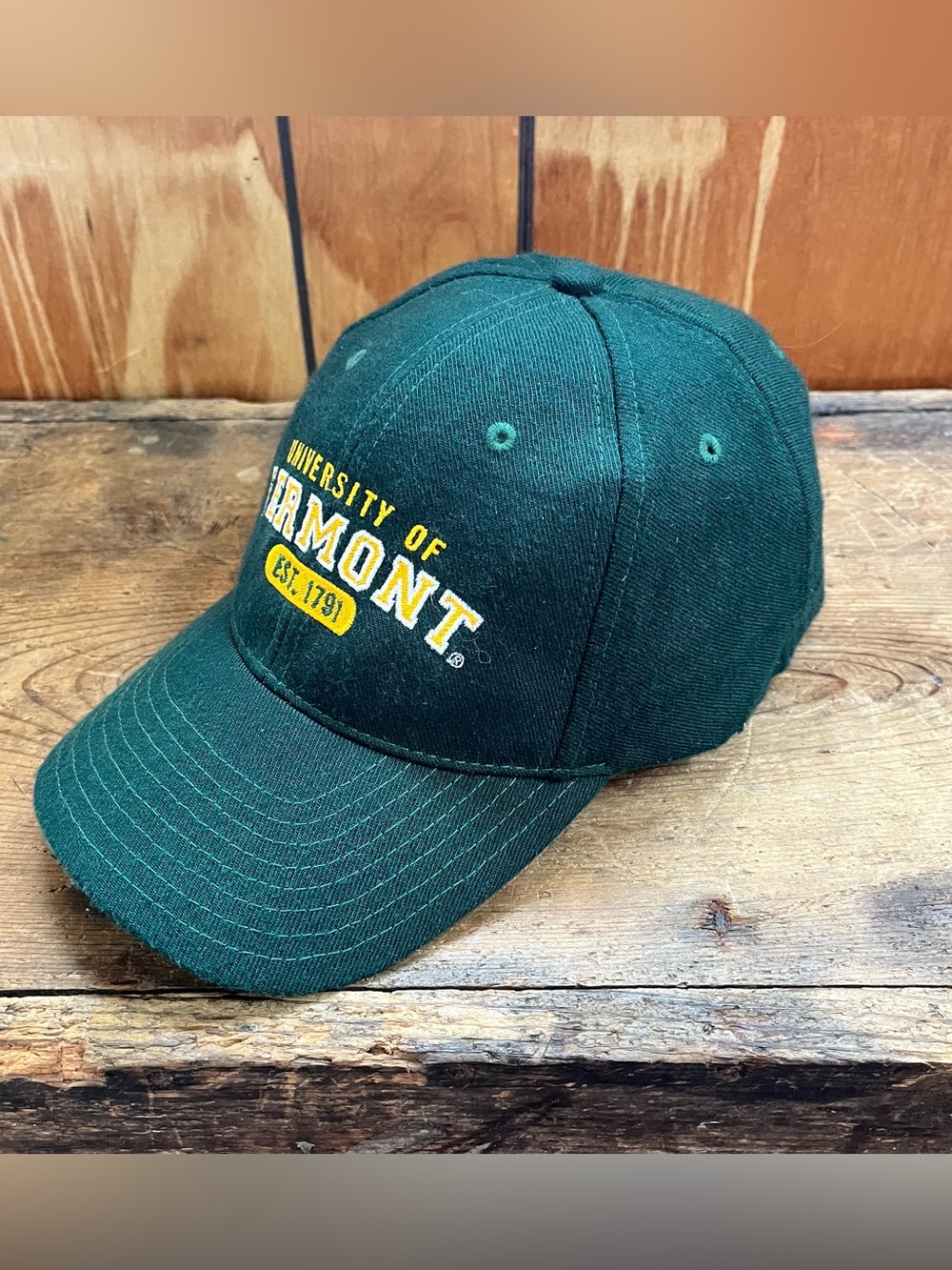 University of Vermont Ouray Forest Green Baseball Cap with Yellow Logo